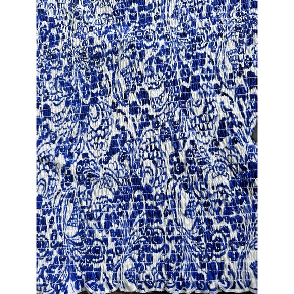 Tommy Hilfiger Womens Fontaine FloralPrint Smocked Cotton Tank Top BlueWhite XXL - Picture 7 of 10